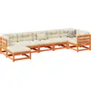 Image de vidaXL Salon de jardin 7 pcs avec coussins cire marron bois pin massif