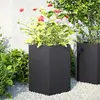 Image de vidaXL Jardinière noir hexagone 46x40x45 cm acier
