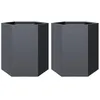 Image de vidaXL Jardinières 2 pcs Anthracite hexagone 46x40x45 cm Acier, jardinière de Fleurs, jardinière de Patio, jardinière de Jardin