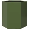 Image de vidaXL Jardinière Vert Olive hexagone 46x40x45 cm Acier, jardinière de Fleurs, jardinière de Patio, jardinière de Jardin, jardinière d'extérieur