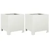 Image de vidaXL Jardinières 2 pcs Blanc 30x30x30 cm Acier, planteur, jardinière de Patio, bac à Fleurs, jardinière d'extérieur, boîte à Fleurs, bac à Jardin