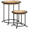 Image de vidaXL Ensemble de Table d'appoint 2 pcs Bois Massif de manguier, Table d'extrémité, Table de Salon, Table de Chevet, Table d'appoint de canapé