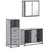 Image de vidaXL Ensemble de Meubles de Salle de Bain 3 pcs Sonoma Gris, Armoire de Salle de Bain, Armoire de Rangement de Toilette, Placard de Salle de Bain