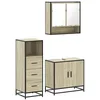 Image de vidaXL Ensemble de Meubles de Salle de Bain 3 pcs chêne Sonoma, Armoire de Salle de Bain, Armoire de Rangement de Toilette, Placard de Salle de Bain