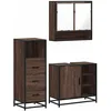 Image de vidaXL Ensemble de Meubles de Salle de Bain 3 pcs Chêne Marron, Armoire de Salle de Bain, Armoire de Rangement de Toilette, Placard de Salle de Bain