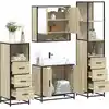 Image de vidaXL Ensemble de meubles de salle de bain 4 pcs chêne sonoma