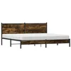 Image de vidaXL Cadre de lit en métal avec tête de lit chêne fumé 193x203 cm, lit Double, Meuble de Chambre à Coucher, lit d'invité, lit, Cadre de lit en métal