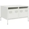 Image de vidaXL Meuble TV Blanc 68x50x43,5 cm Acier laminé à Froid, Support TV, Buffet TV, Armoire HiFi, Banc TV, Armoire en métal, Meuble multimédia