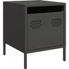 Image de vidaXL Table de Chevet Noir 35x39x43,5 cm Acier, Armoire, Armoire latérale, Support de téléphone, Table de Chevet, mobilier de Chambre à Coucher