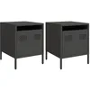 Image de vidaXL Tables de Chevet 2 pcs Noir 35x39x43,5 cm Acier, Armoire, Armoire latérale, Support de téléphone, Table de Chevet