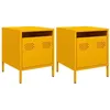 Image de vidaXL Tables de Chevet 2 pcs Jaune Moutarde 35x39x43,5 cm Acier, Armoire, Armoire latérale, Support de téléphone, Table de Chevet