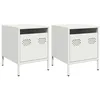 Image de vidaXL Tables de Chevet 2 pcs Blanc 35x39x43,5 cm Acier, Armoire, Armoire latérale, Support de téléphone, Table de Chevet