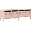 Image de vidaXL Meuble TV Rose 135x39x43,5 cm Acier laminé à Froid, Support TV, Buffet TV, Armoire HiFi, Banc TV, Armoire en métal, Meuble multimédia