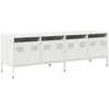 Image de vidaXL Meuble TV Blanc 135x39x43,5 cm Acier laminé à Froid, Support TV, Buffet TV, Armoire HiFi, Banc TV, Armoire en métal, Meuble multimédia