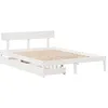 Image de vidaXL Cadre de lit avec tiroirs Blanc 135x190 cm Bois de pin Massif, sommier, Cadre de lit Double, Cadre de lit en Bois Massif