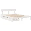Image de vidaXL Cadre de lit avec tiroirs Blanc 150x200 cm Bois de pin Massif, sommier, Cadre de lit Double, Cadre de lit en Bois Massif