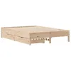 Image de vidaXL Cadre de lit 135x190 cm Bois de pin Massif, Meuble de Chambre à Coucher, sommier, lit en Bois, lit, lit Double, Cadre de lit en Bois