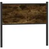 Image de vidaXL Tête de lit chêne fumé 107 cm Bois d'ingénierie et Acier, Panneau de tête, tête de lit pour lit Simple, tête de lit Simple