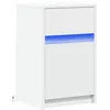 Image de vidaXL Armoire de Chevet avec lumières LED Blanc Bois d'ingénierie, Table d'appoint, Armoire de lit, Table d'appoint pour la Chambre, Table de Nuit