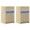 Image de vidaXL Armoires de Chevet et lumières LED 2 pcs chêne Sonoma, Table d'appoint, Armoire de lit, Table d'appoint pour la Chambre, Table de Nuit