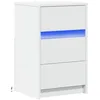 Image de vidaXL Armoire de Chevet avec lumières LED Blanc Bois d'ingénierie, Table d'appoint, Armoire de lit, Table d'appoint pour la Chambre, Table de Nuit