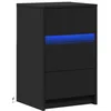 Image de vidaXL Armoire de Chevet avec lumières LED Noir Bois d'ingénierie, Table d'appoint, Armoire de lit, Table d'appoint pour la Chambre, Table de Nuit