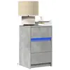 Image de vidaXL Armoire de chevet et lumières LED gris béton bois d'ingénierie
