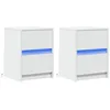 Image de vidaXL Armoires de Chevet et lumières LED 2pcs Blanc Bois d'ingénierie