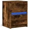 Image de vidaXL Armoire de Chevet et lumières LED chêne fumé Bois d'ingénierie