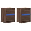 Image de vidaXL Armoires de Chevet et lumières LED 2 pcs chêne Marron