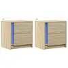 Image de vidaXL Armoires de Chevet et lumières LED 2 pcs chêne Sonoma, Table d'appoint, Armoire de lit, Table d'appoint pour la Chambre, Table de Nuit