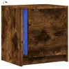 Image de vidaXL Armoire de Chevet et lumières LED chêne fumé Bois d'ingénierie, Table d'appoint, Armoire de lit, Table d'appoint pour la Chambre, Table de Nuit