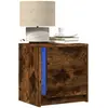 Image de vidaXL Armoire de chevet et lumières LED chêne fumé bois d'ingénierie
