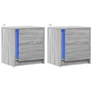 Image de vidaXL Armoires de Chevet et lumières LED 2 pcs Sonoma Gris, Table d'appoint, Armoire de lit, Table d'appoint pour la Chambre, Table de Nuit