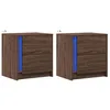 Image de vidaXL Armoires de Chevet et lumières LED 2 pcs chêne Marron, Table d'appoint, Armoire de lit, Table d'appoint pour la Chambre, Table de Nuit