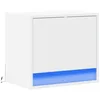 Image de vidaXL Table de Chevet Murale avec lumières LED Blanc, Table de Chevet Flottante, Support de téléphone, Table de Chevet à LED