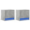 Image de vidaXL Tables de Chevet murales avec lumières LED 2 pcs Gris béton, Table de Chevet Flottante, Support de téléphone, Table de Chevet à LED
