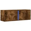 Image de vidaXL Meuble TV Mural avec lumières LED chêne fumé 100x31x35 cm, Meuble TV Suspendu au Mur, unité TV Flottante, Support TV Mural, Meuble TV Flottant