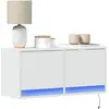 Image de vidaXL Meuble TV mural avec lumières LED blanc 80x31x35 cm