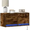 Image de vidaXL Meuble TV mural avec lumières LED chêne fumé 80x31x35 cm