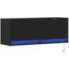 Image de vidaXL Meuble TV Mural avec lumières LED Noir 100x31x35 cm, Meuble TV Suspendu au Mur, unité TV Flottante, Support TV Mural, Meuble TV Flottant