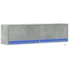 Image de vidaXL Meuble TV Mural avec lumières LED Gris béton 140x31x38 cm, Meuble TV Suspendu au Mur, unité TV Flottante, Support TV Mural, Meuble TV Flottant