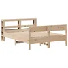 Image de Cadre de lit vidaXL 140x200 cm en bois de pin massif, lit double, rustique, avec tête de lit et étagères de rangement