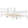 Image de vidaXL Cadre de lit et tête de lit Blanc 140x190 cm Bois de pin Massif, lit, mobilier de Chambre à Coucher, lit en Bois, lit Double