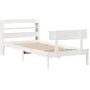 Image de vidaXL Cadre de lit avec tête de lit Blanc 90x200cm Bois de pin Massif, lit, mobilier de Chambre à Coucher, lit en Bois, lit Simple
