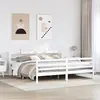 Image de vidaXL Cadre de lit avec tête de lit sans matelas blanc 200x200 cm