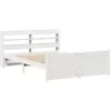 Image de vidaXL Cadre de lit avec tête de lit Blanc 140x200 cm Bois pin Massif, lit, Cadre de lit en Bois Massif, Meuble de Chambre à Coucher