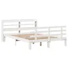 Image de vidaXL Cadre de lit et tête de lit Blanc 140x190 cm Bois de pin Massif, lit, Cadre de lit en Bois Massif, Meuble de Chambre à Coucher