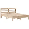 Image de Cadre de lit vidaXL en bois de pin massif, 135 x 190 cm, lit double, avec tête de lit et étagères de rangement, style rustique