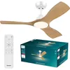 Image de Ventilateur de plafond - Philips - Olas - Pales fixes - Diamètre 106 cm - Blanc/Bois - LED intégrée + télécommande